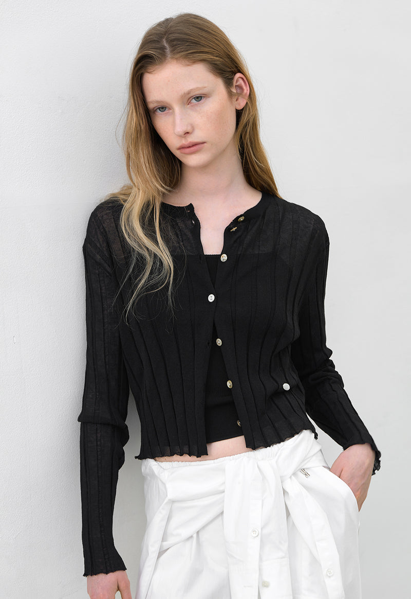 Essential Henne Crop Cardigan Black