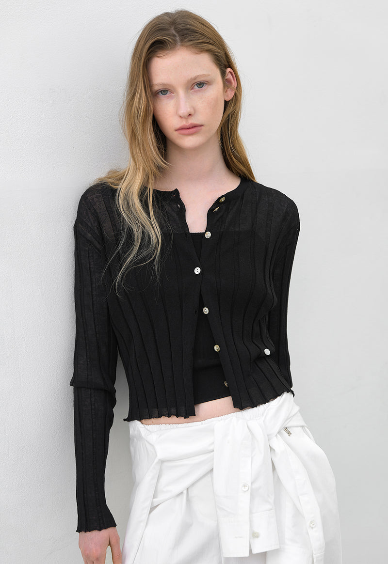 Essential Henne Crop Cardigan Black