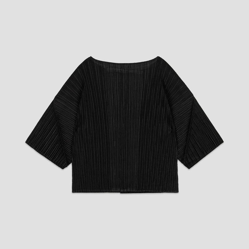 Pleats Boat Neck Half Cardigan