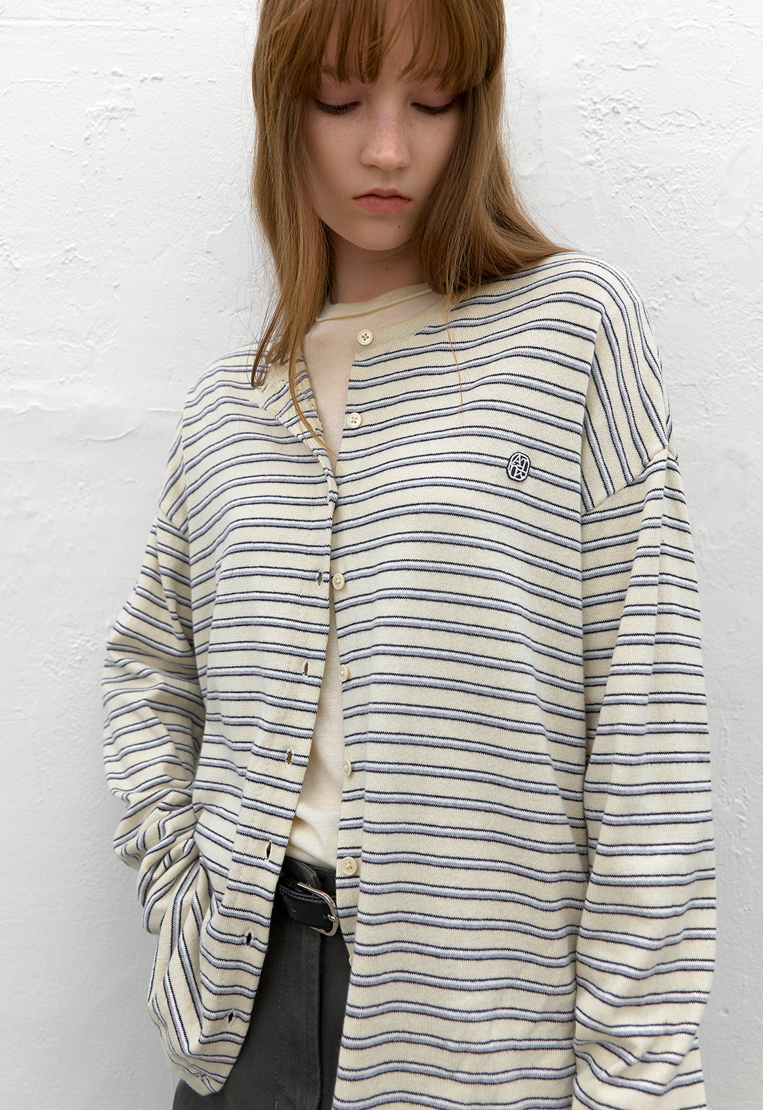 Multi Stripe Overfit Cardigan Light Yellow | Atelier Nain | Couturist