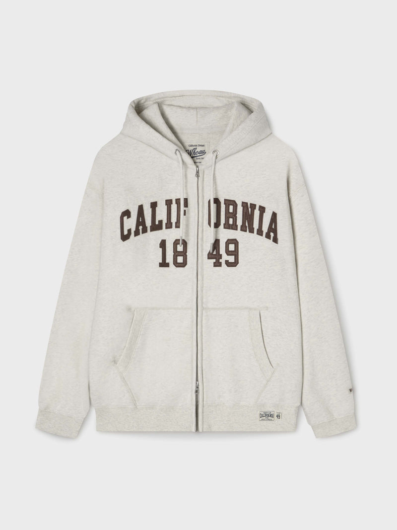 Signature Patch Hood Zip-up Hoodie Oatmeal Melange