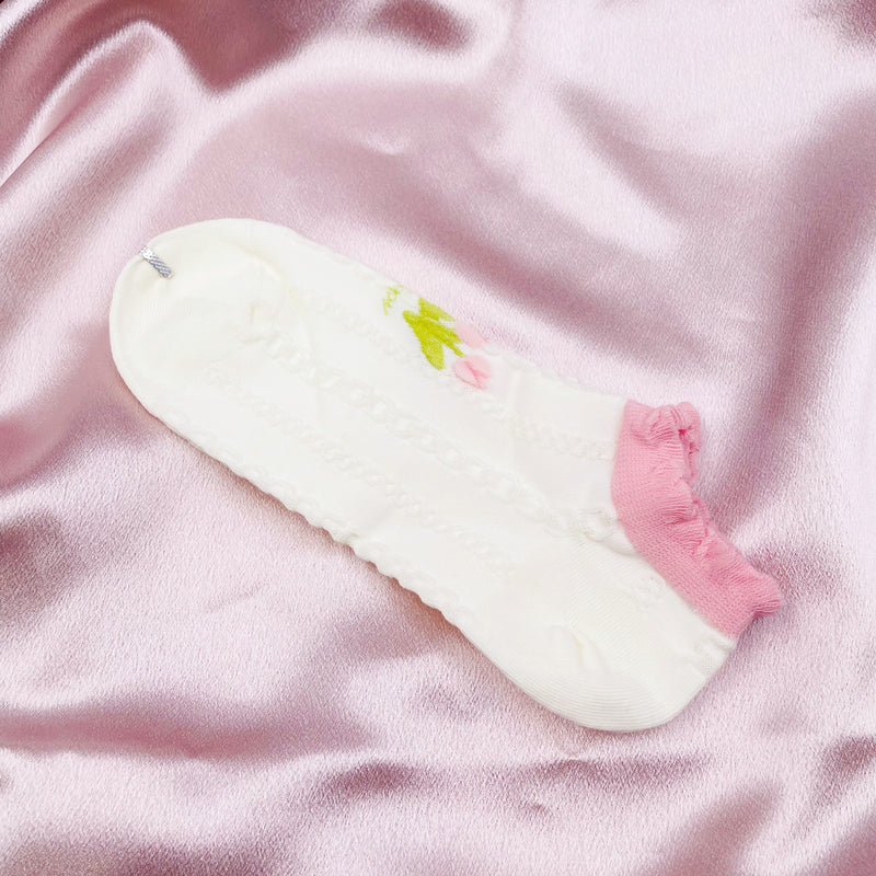 Assorted Pink Flower Ankle Socks