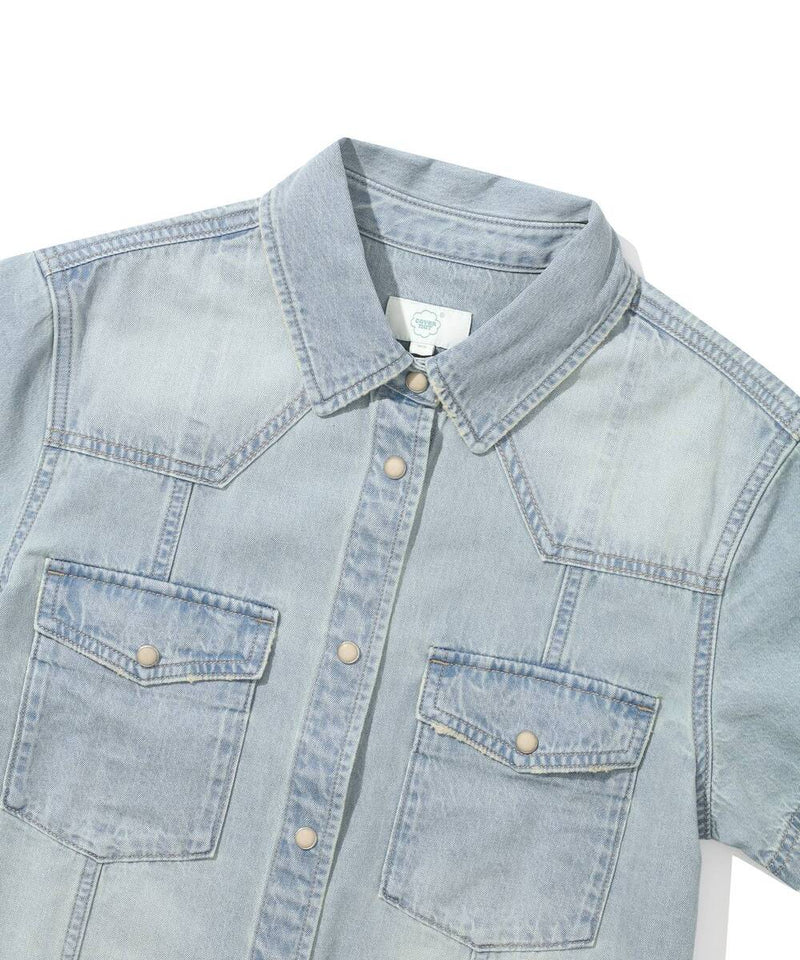 W Pocket Denim Half Shirt