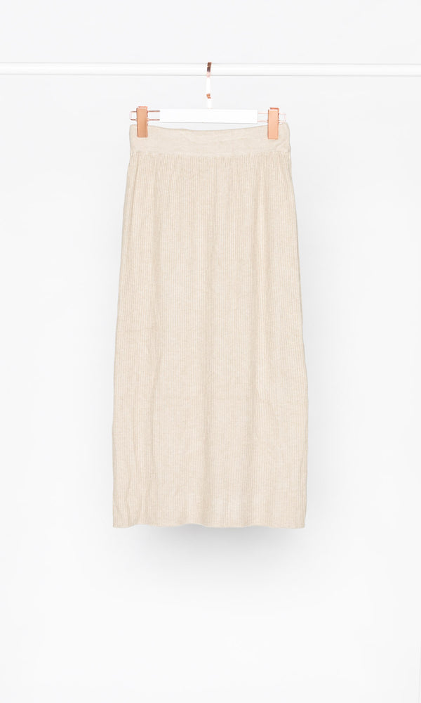 Pleated with Drawstring Knit Midi Skirt