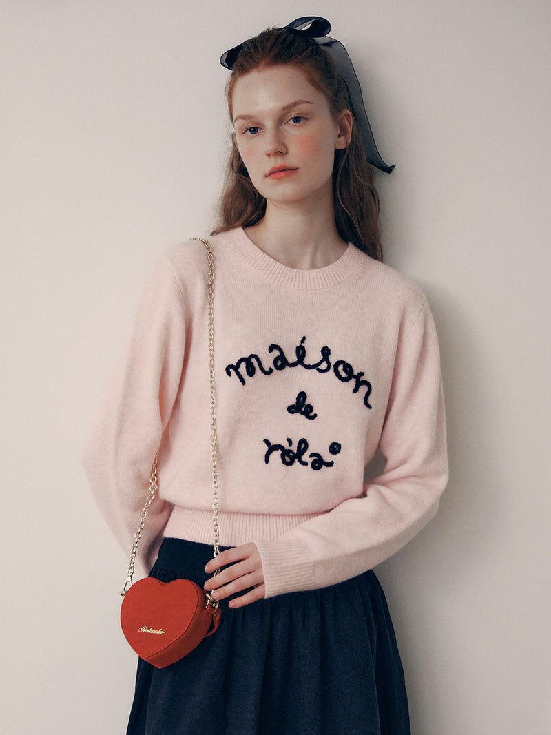 Maison De Rola Embroidery Knit Pink