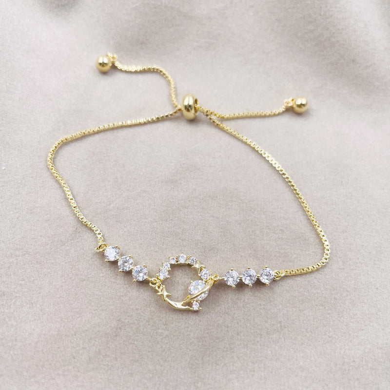 Rhinestone Circle and Planet Bracelet