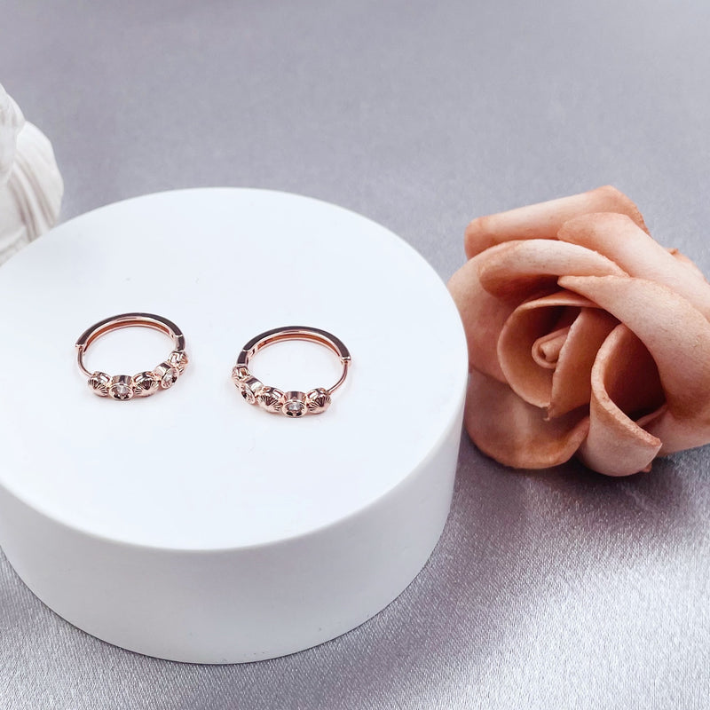 Rhinestones and Studs Hoop Earrings
