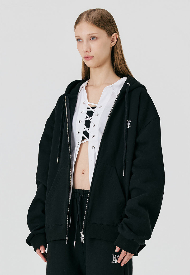 Signature Hood Zip-up Black