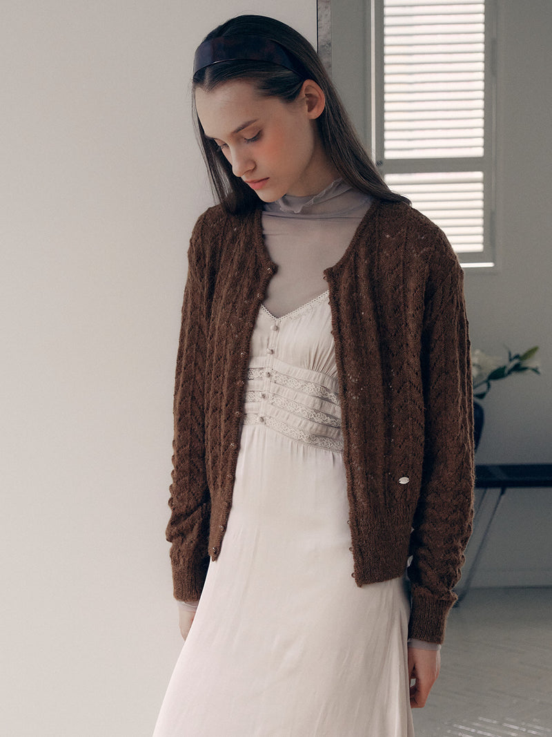 Skashi Button Cardigan Brown