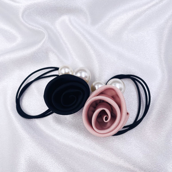 Rose with Pearls Hair Tie