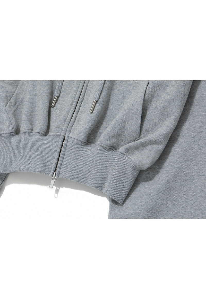 Signature Crop Hood Zip-up Grey