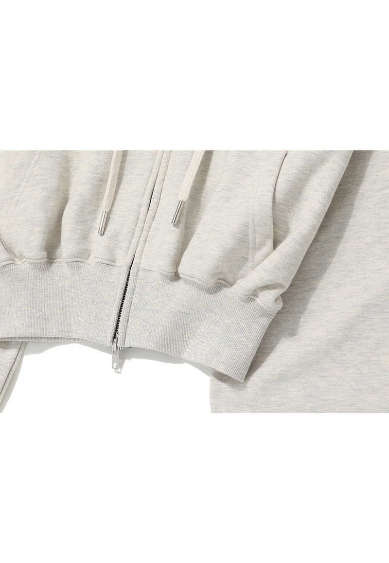 Signature Crop Hood Zip-up Oatmeal