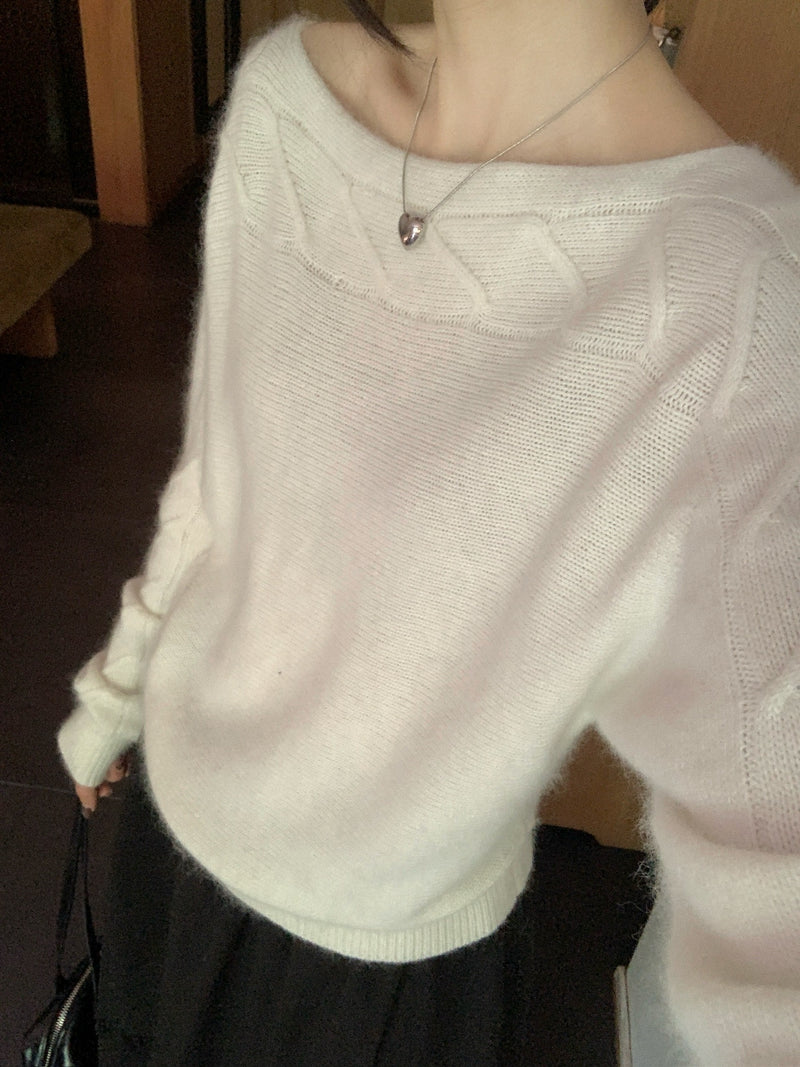 Cable Knit Boat Neck Sweater