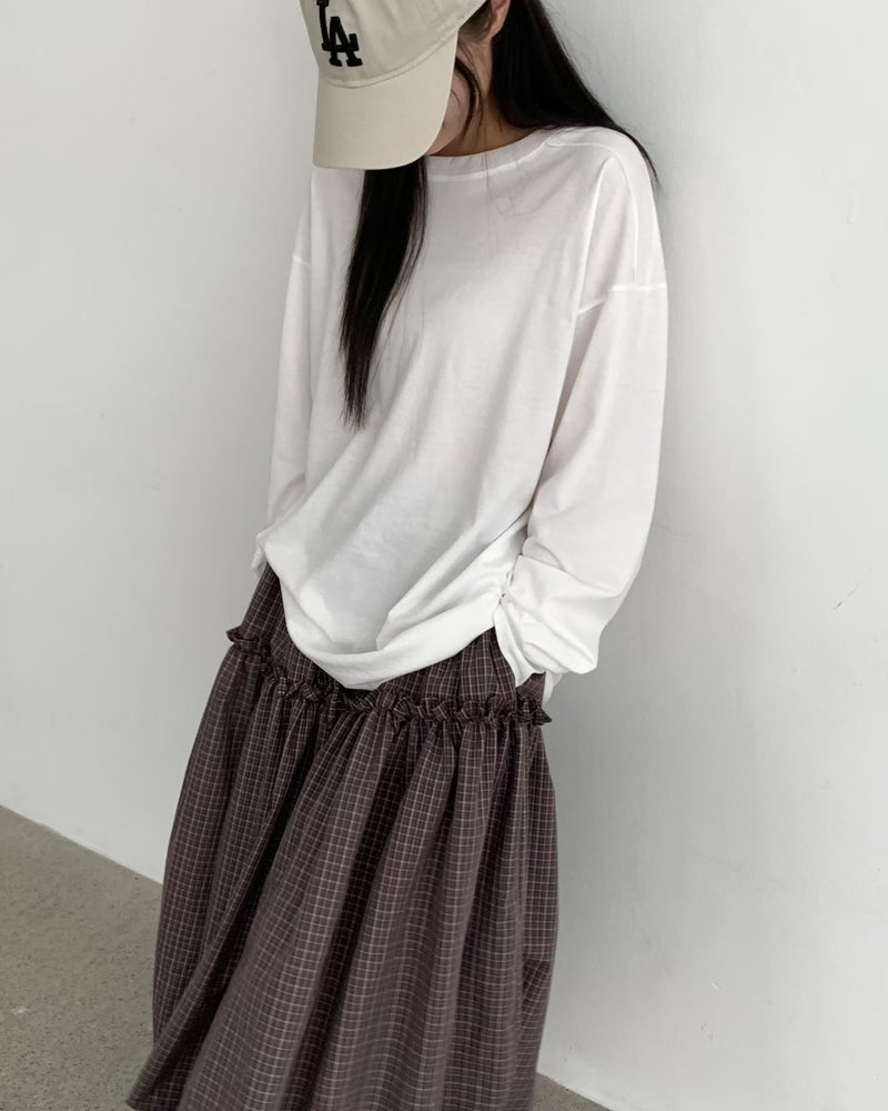 Ruffle Trim Puffy Maxi Skirt