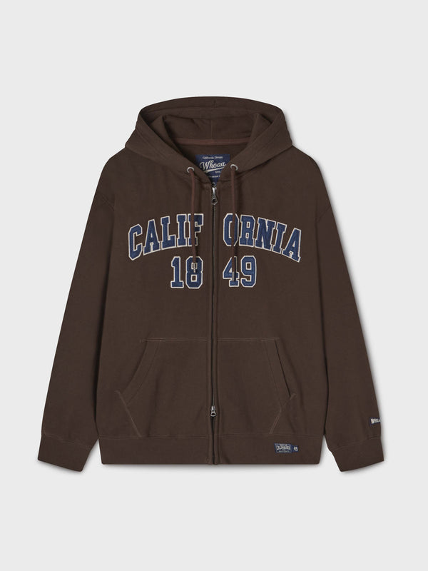 Signature Patch Hood Zip-up Hoodie Brown