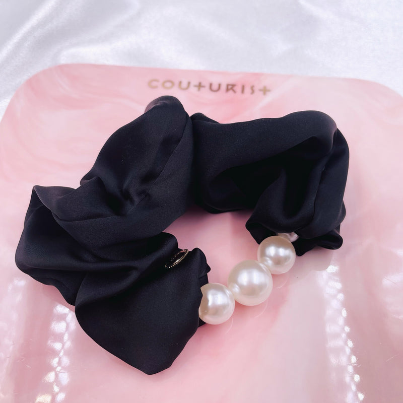 Pearl Chain Satin Scrunchie