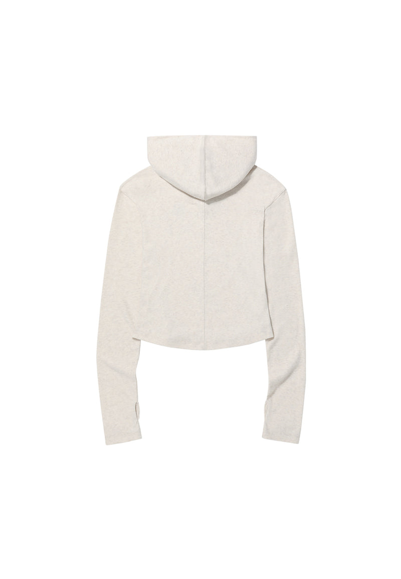 Slim Soft Warmer Hood T-shirt Oatmeal