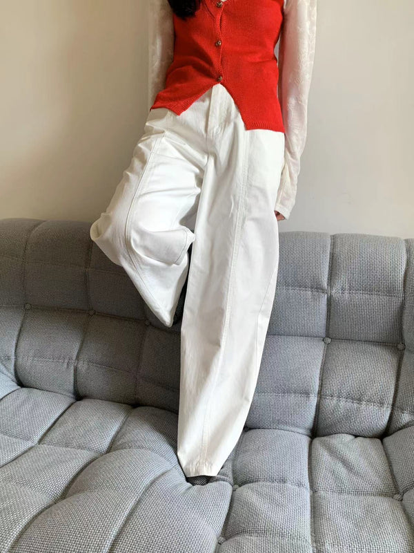 High-waisted Front Seam Relaxed Trousers