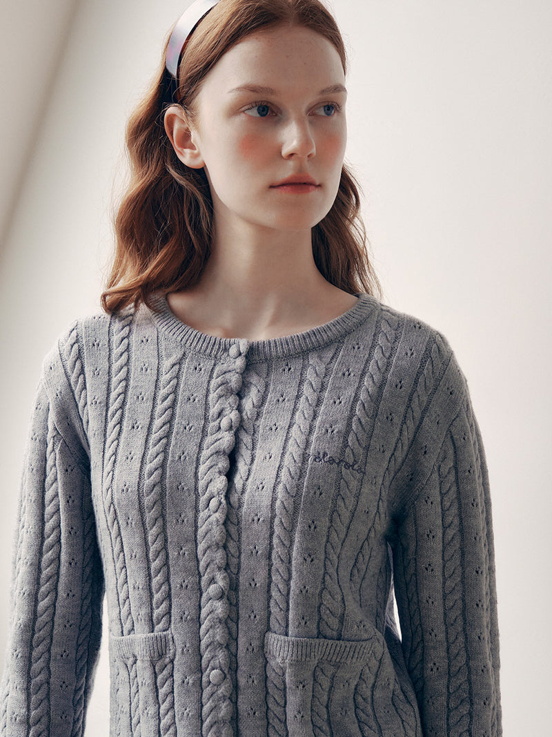 Skashi Cable Knit Cardigan Grey