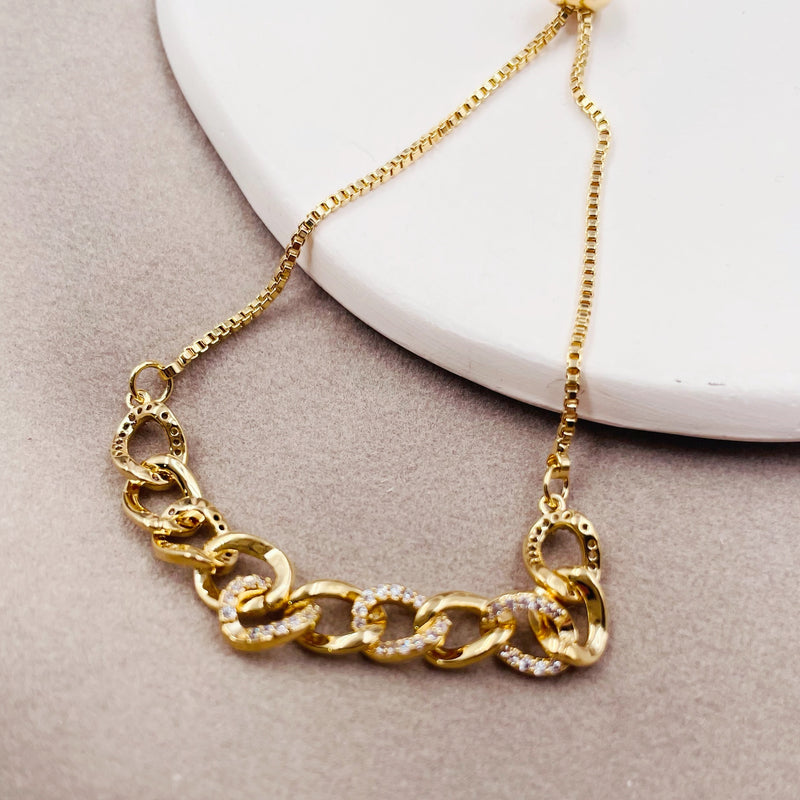 Rhinestone Big Chain Bracelet