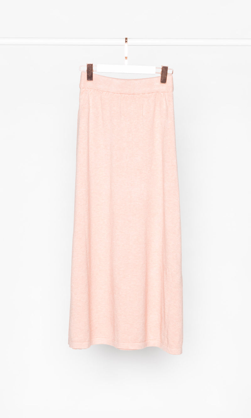 Front Pocket Flare Knit Midi Skirt