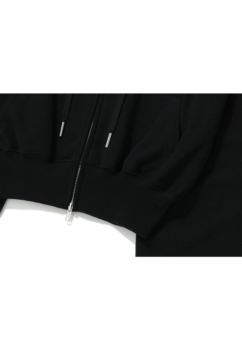 Signature Crop Hood Zip-up Black