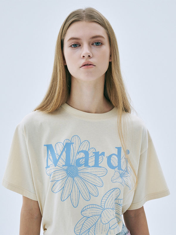 Tshirt Triple Flower Butter Ashblue