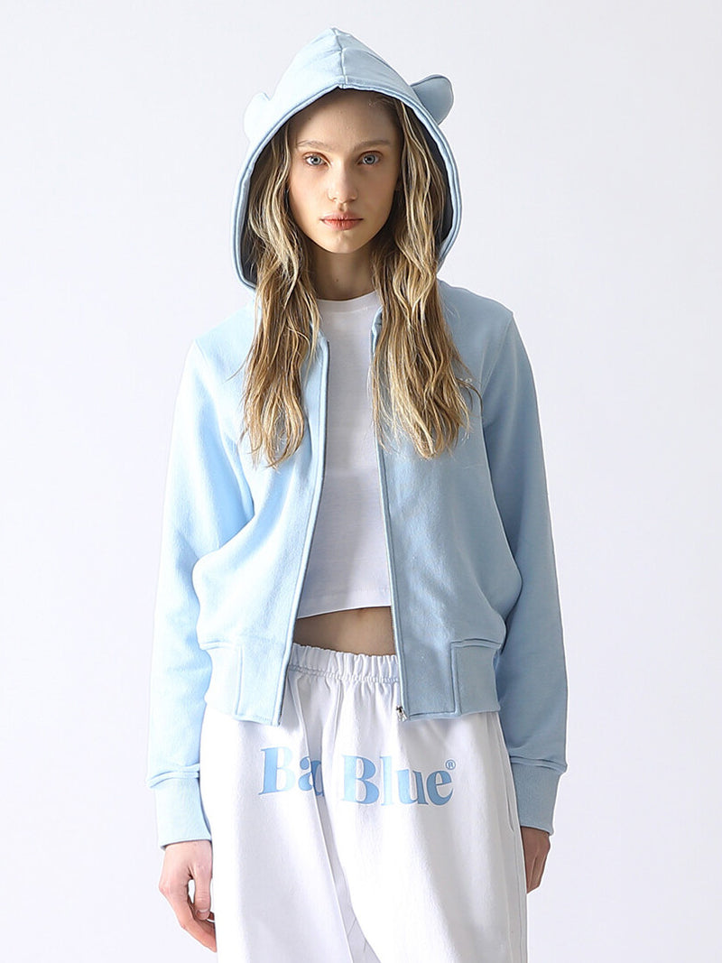 Bear Ear Zipup Crop Hoodie