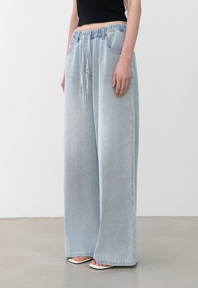Banding String Ice Wide Denim Jeans