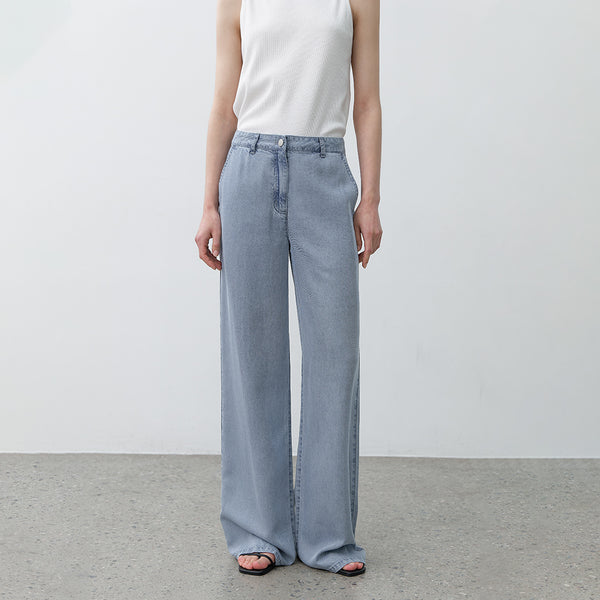 Ann Twill Tencel Denim Pants Light Blue