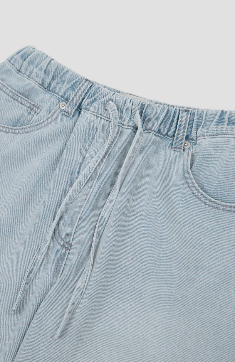 Banding String Ice Wide Denim Jeans