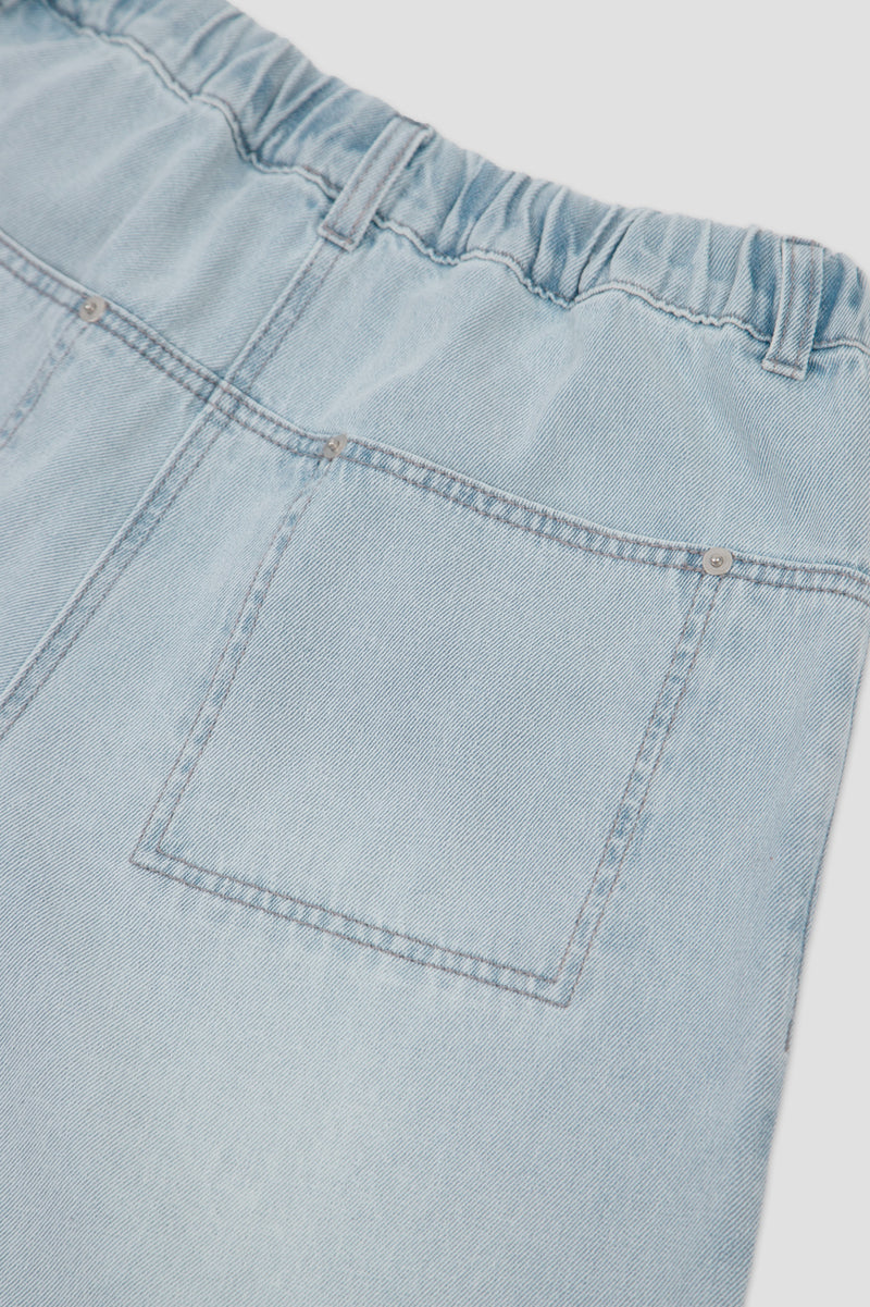 Banding String Ice Wide Denim Jeans