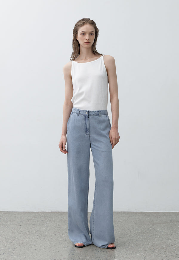 Ann Twill Tencel Denim Pants Light Blue
