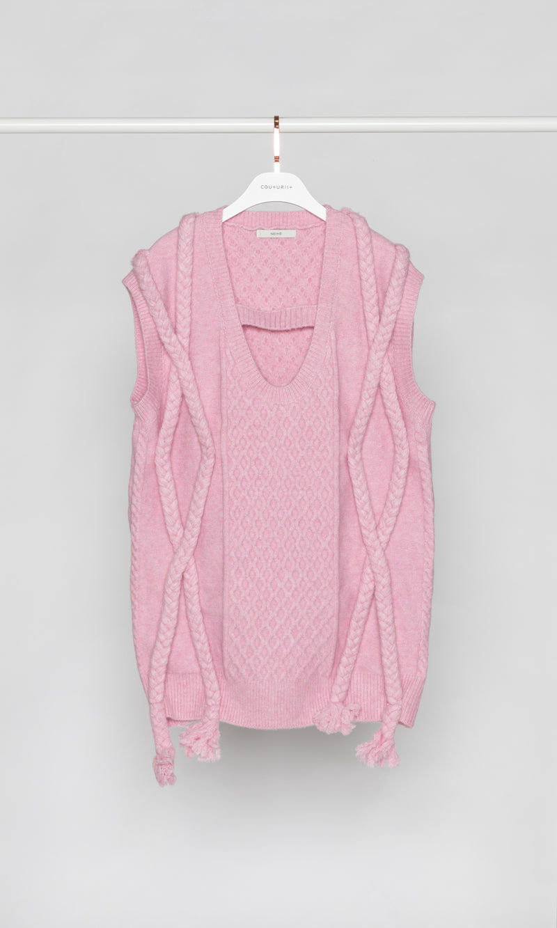 Oversized Cable Knit Vest